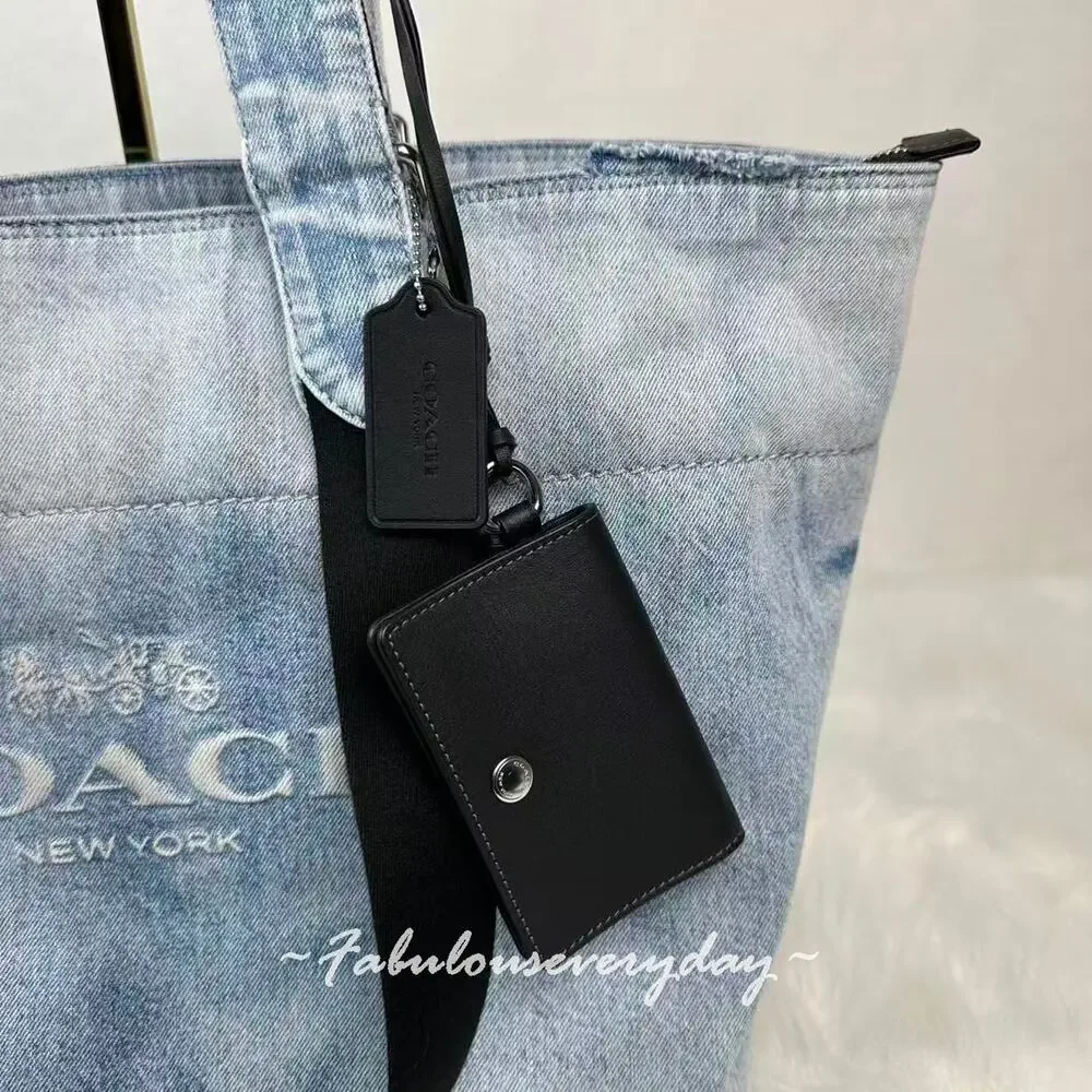 Coach Men's Small Tour Tote Bag In Loved Denim With Charms Sv/Light Indigo CDY49 - Picture 7 of 10